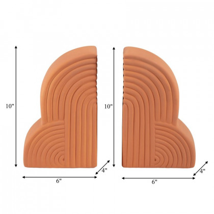 Sagebrook 13"x10" Ceramic Arches Bookends (Set Of 2) - Terracotta