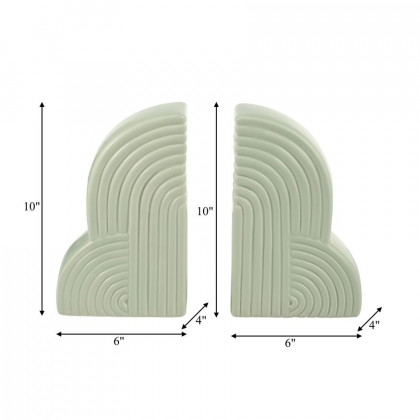 Sagebrook 13"x10" Ceramic Arches Bookends (Set Of 2) - Cucumber