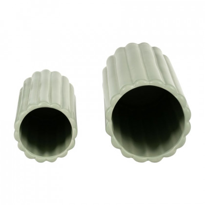 Sagebrook 10"/13" Ceramic Ribbed Vases (Set Of 2) - Cucumber