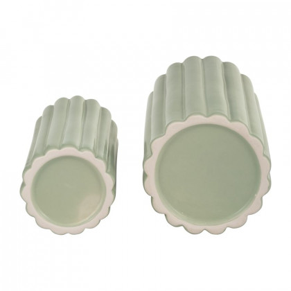 Sagebrook 10"/13" Ceramic Ribbed Vases (Set Of 2) - Cucumber
