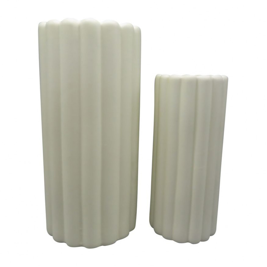 Sagebrook - 10"/13" Ceramic Ribbed Vases (Set Of 2)