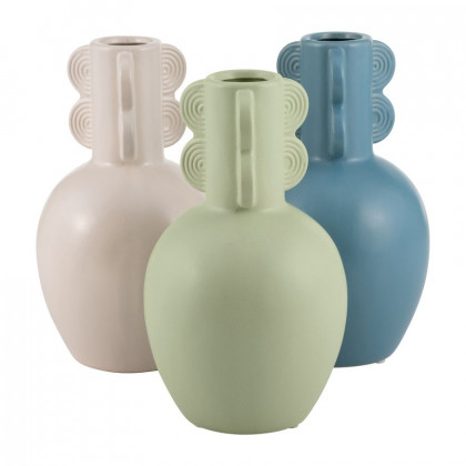 Sagebrook 9" Ceramic Eared Vase - Cotton