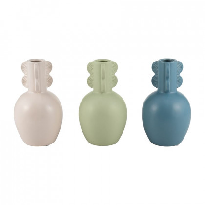 Sagebrook 9" Ceramic Eared Vase - Cotton