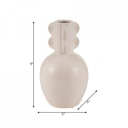 Sagebrook 9" Ceramic Eared Vase - Cotton