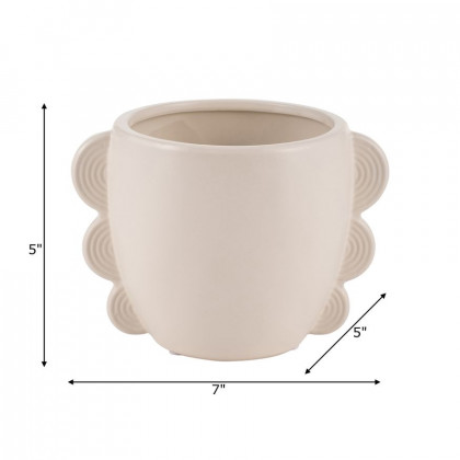 Sagebrook 5" Ceramic Eared Vase - Cotton