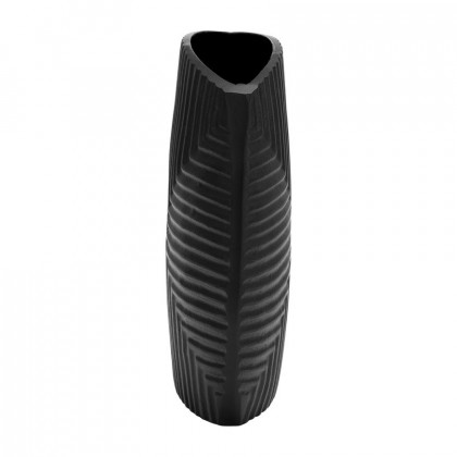 Sagebrook 10" Metal Ribbed Vase - Matte Black
