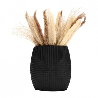 Sagebrook 10" Metal Ribbed Vase - Matte Black