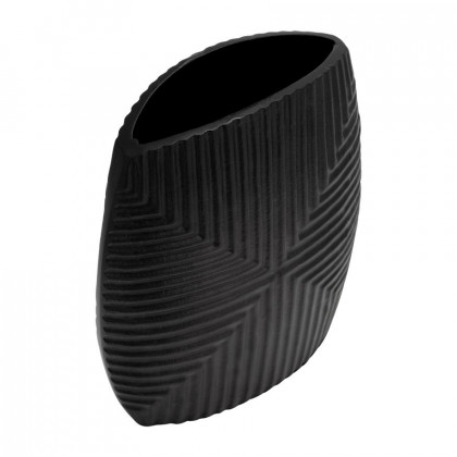 Sagebrook 10" Metal Ribbed Vase - Matte Black