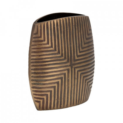 Sagebrook 10" Metal Ribbed Vase - Brass Antique