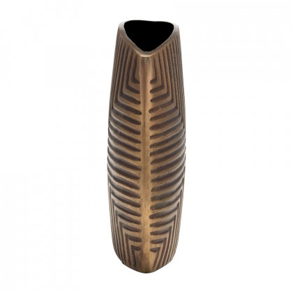 Sagebrook 10" Metal Ribbed Vase - Brass Antique