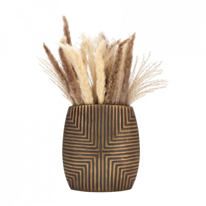 Sagebrook 10" Metal Ribbed Vase - Brass Antique