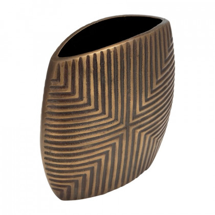 Sagebrook 10" Metal Ribbed Vase - Brass Antique