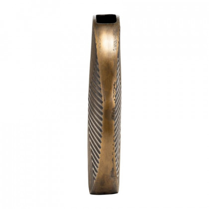 Sagebrook - 13" Metal Round Ribbed Vase in Brass Antique