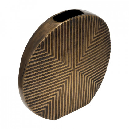 Sagebrook - 13" Metal Round Ribbed Vase in Brass Antique