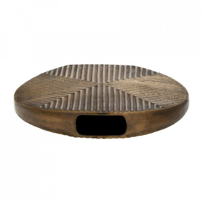 Sagebrook - 13" Metal Round Ribbed Vase in Brass Antique