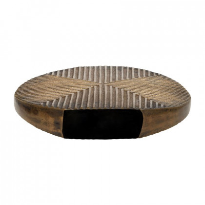 Sagebrook - 13" Metal Round Ribbed Vase in Brass Antique