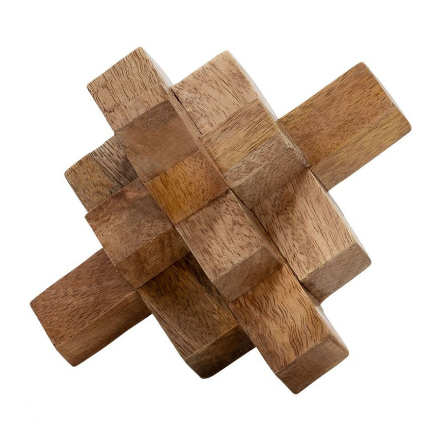 Sagebrook - 6" Wood Geometric Orb in Natural