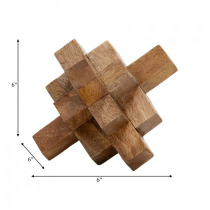 Sagebrook - 6" Wood Geometric Orb in Natural