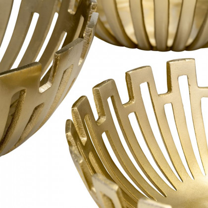 Sagebrook - 11"/14"/16" Metal Geometric Bowls (Set Of 3) in Gold