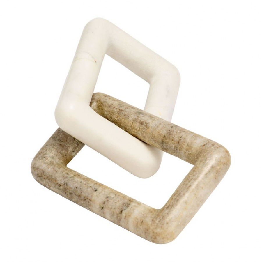 Sagebrook - 10" Marble 2 Square Links in White/Onyx