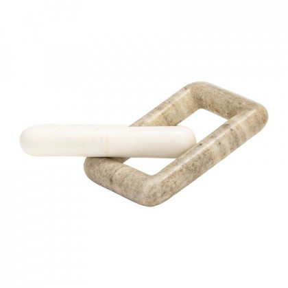 Sagebrook - 10" Marble 2 Square Links in White/Onyx