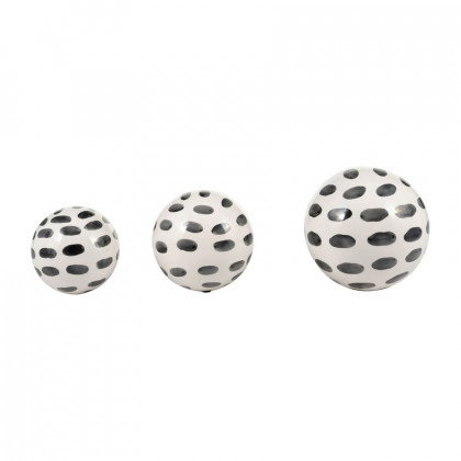 Sagebrook - 4"/5"/6" Ceramic Spotted Orbs (Set Of 3) in Black/White