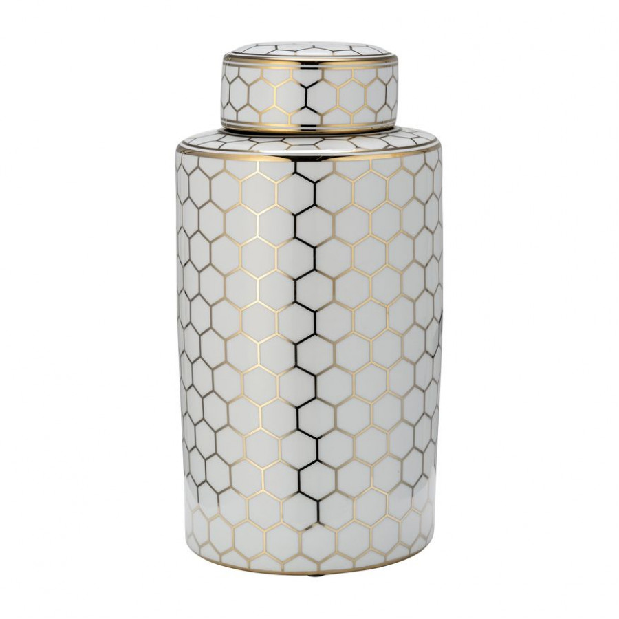 Sagebrook 16" Ceramic Honeycomb Jar With Lid - Gold
