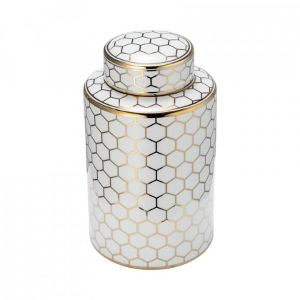 Sagebrook 12" Ceramic Honeycomb Jar With Lid - Gold
