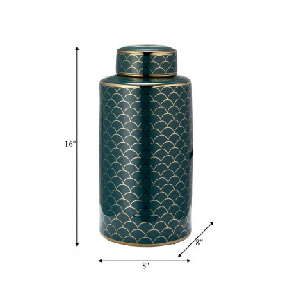 Sagebrook 16" Ceramic Crackle Jar With Lid - Gold