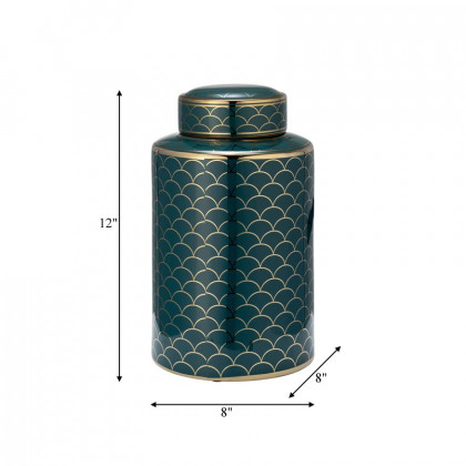 Sagebrook 12" Ceramic Crackle Jar With Lid - Gold