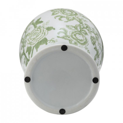 Sagebrook 14" Ceramic Temple Jar Bird/Flower - Green