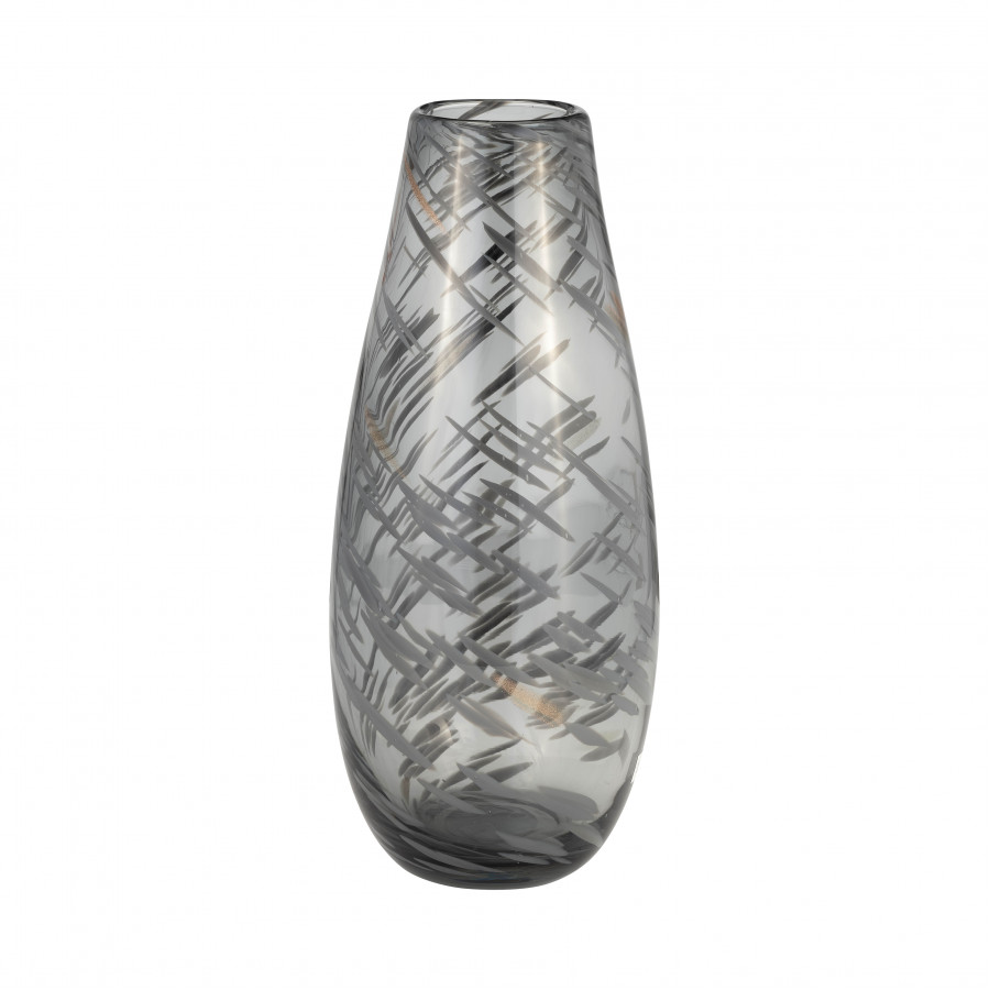 Sagebrook 15" Glass Swirl Vase - Black