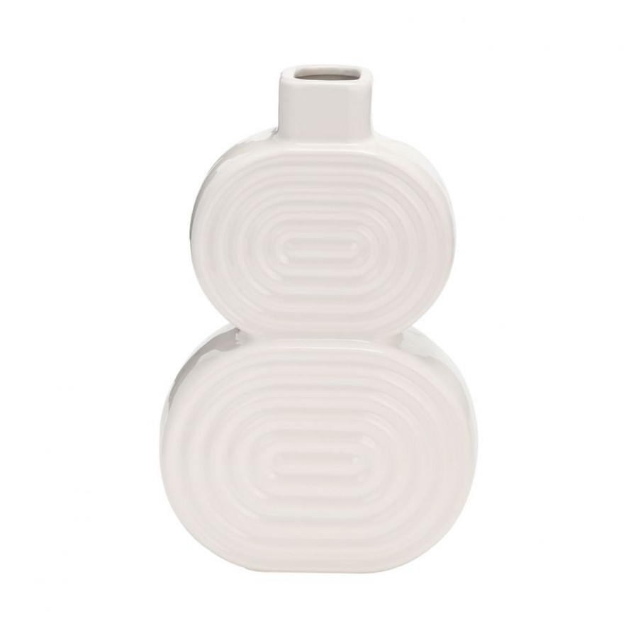 Sagebrook 10" Ceramic Stacked Circles Vase - White