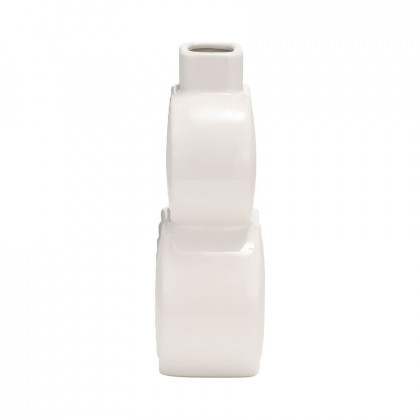 Sagebrook 10" Ceramic Stacked Circles Vase - White