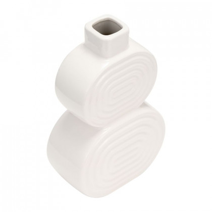 Sagebrook 10" Ceramic Stacked Circles Vase - White