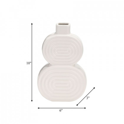 Sagebrook 10" Ceramic Stacked Circles Vase - White