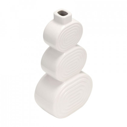 Sagebrook 12" Ceramic Stacked Circles Vase - White