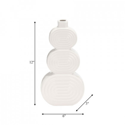 Sagebrook 12" Ceramic Stacked Circles Vase - White