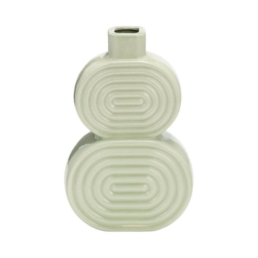 Sagebrook 10" Ceramic Stacked Circles Vase - Cucumber