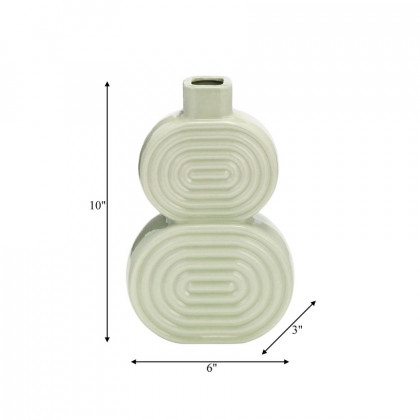 Sagebrook 10" Ceramic Stacked Circles Vase - Cucumber