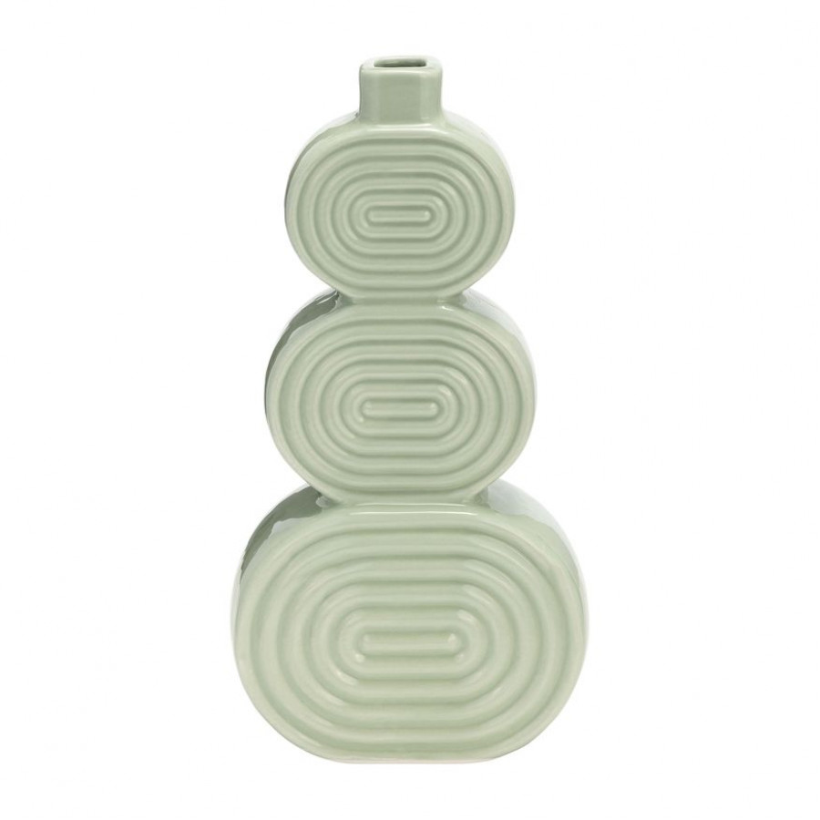 Sagebrook 12" Ceramic Stacked Circles Vase - Cucumber