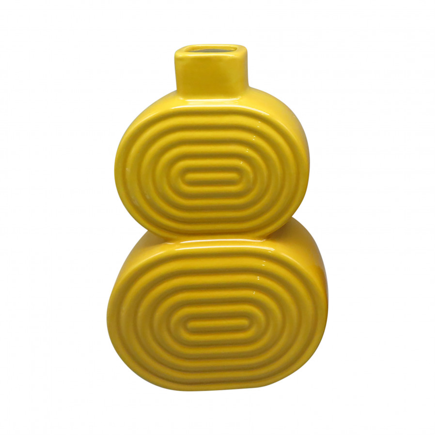 Sagebrook 10" Ceramic Stacked Circles Vase - Mustard Gold