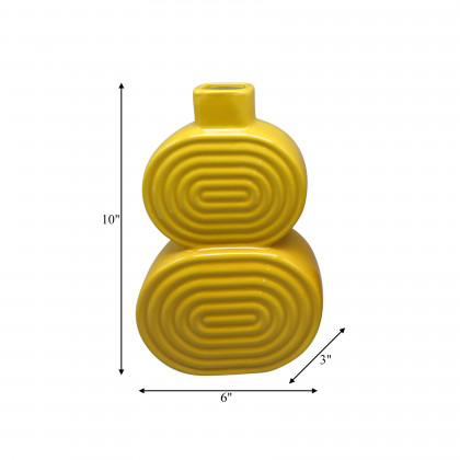Sagebrook 10" Ceramic Stacked Circles Vase - Mustard Gold