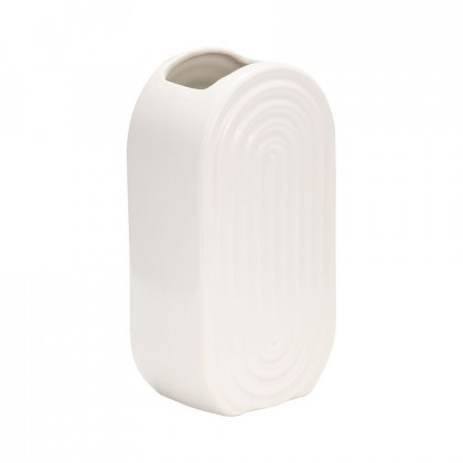 Sagebrook 9" Ceramic Oval Ridged Vase - White