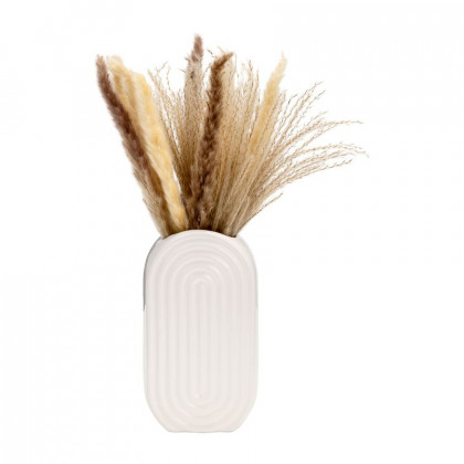 Sagebrook 9" Ceramic Oval Ridged Vase - White
