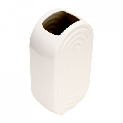 Sagebrook 9" Ceramic Oval Ridged Vase - White