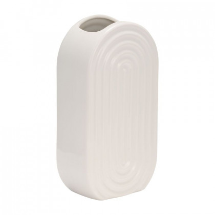 Sagebrook 11" Ceramic Oval Ridged Vase - White