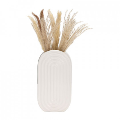 Sagebrook 11" Ceramic Oval Ridged Vase - White