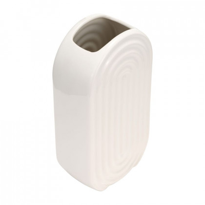 Sagebrook 11" Ceramic Oval Ridged Vase - White