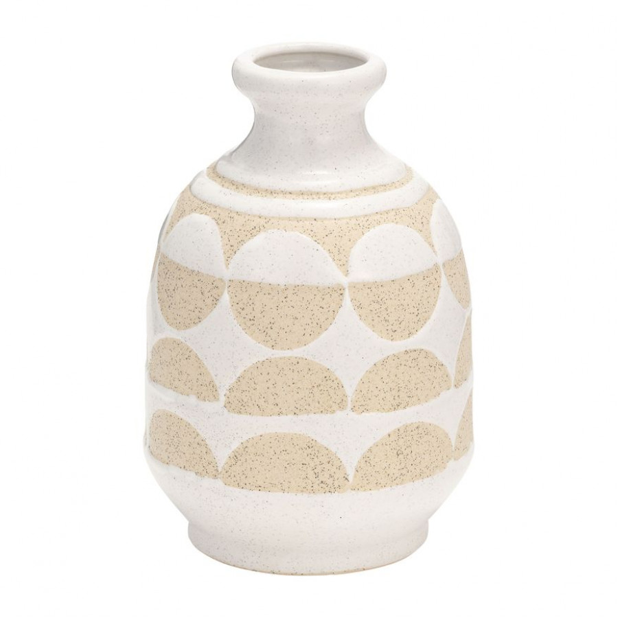 Sagebrook 10" Ceramic Half Circles Vase - Ivory